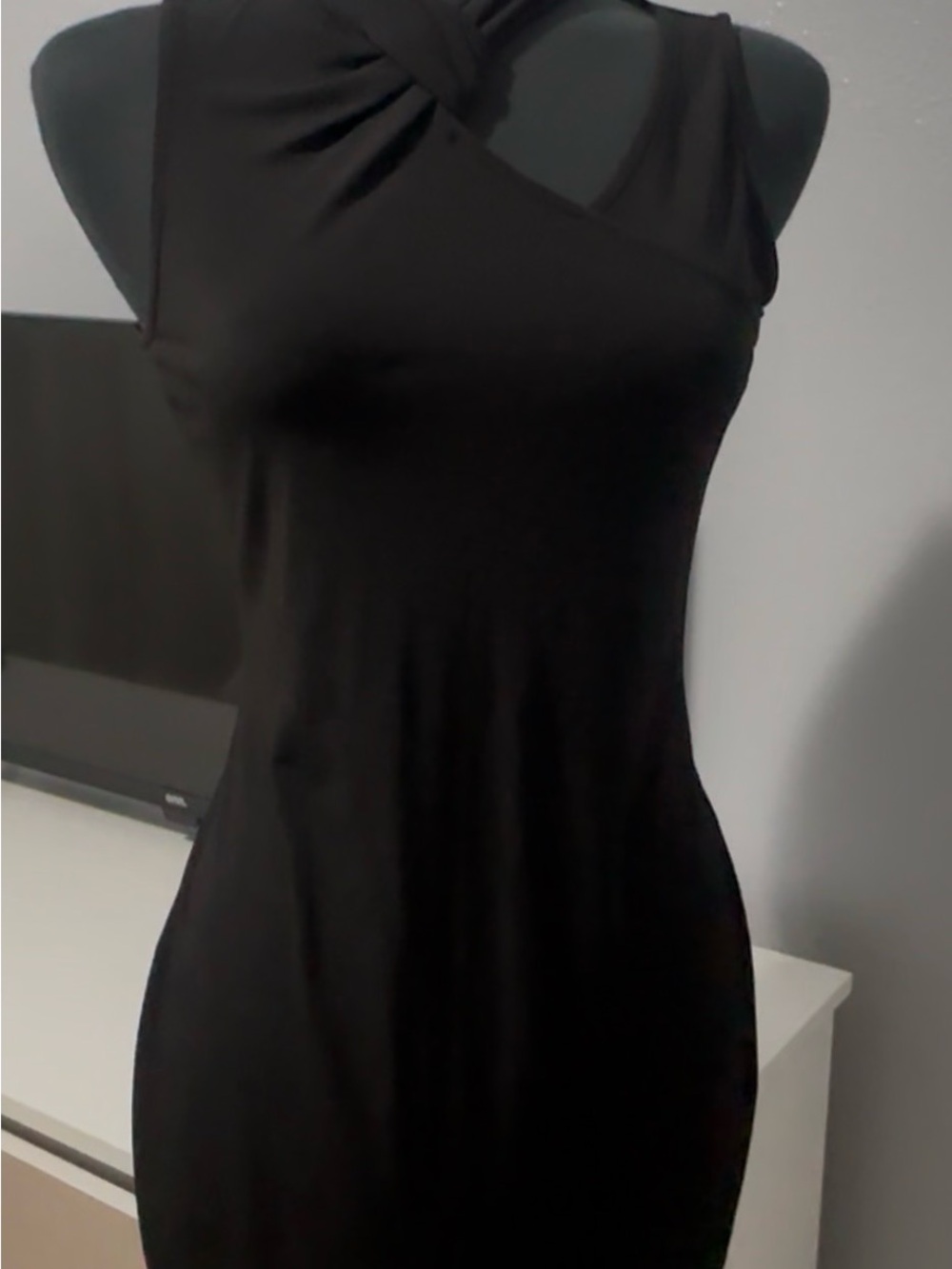 Michael Kors Black One-Shoulder Twist Front Dress